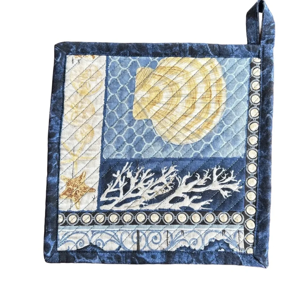 Quilted Blue and Beige Nautical‎ Pot Holders